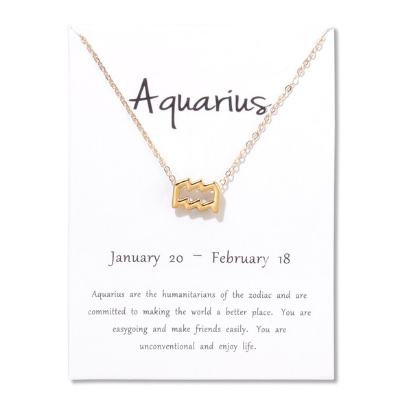 Aquarius ♒️ Zodiac Sign Necklace - Picture 3 of 5